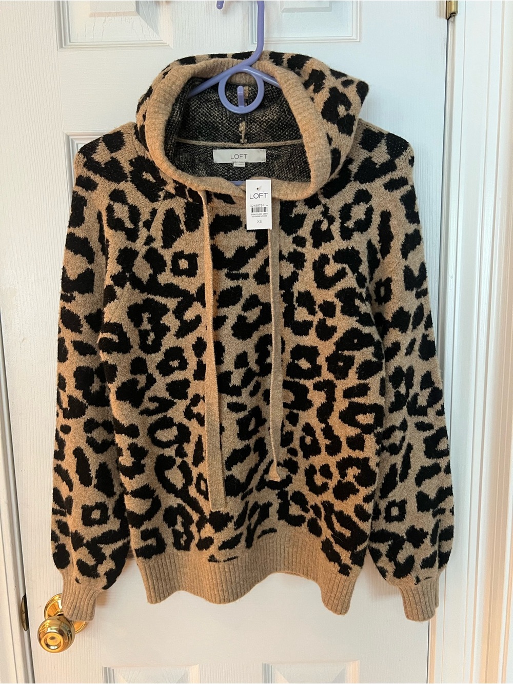 LOFT NWT Leopard-Print Hooded Sweater XS